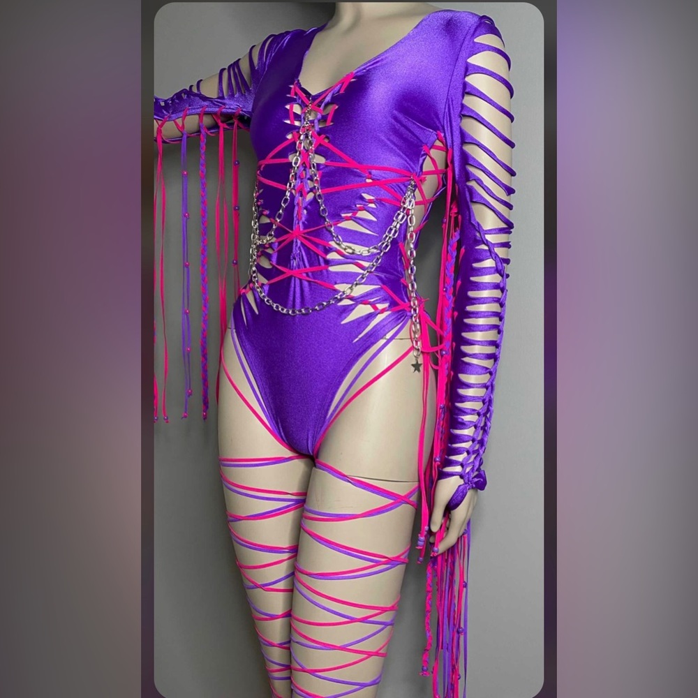 Xtaintedthreadsx custom bodysuit rave festival outfit